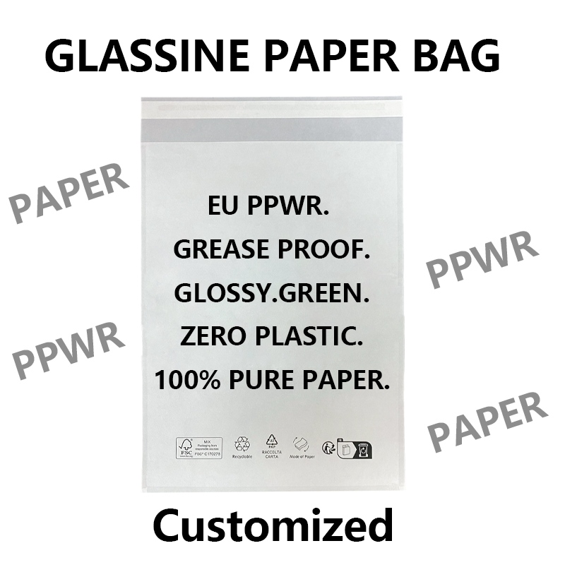 EU PPWR Ready Glassine Paper Bag | 100 % puhdasta paperia muoviton pakkaus